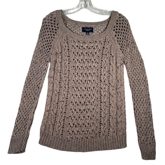 American Eagle Outfitters Sweaters - American Eagle Outfitters Sweater Womens Sz S Beige Cable Knit Pullover Stretch